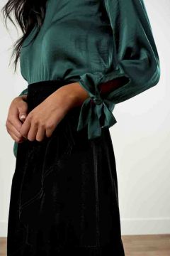 Velvet Asymmetrical Ruffle Skirt